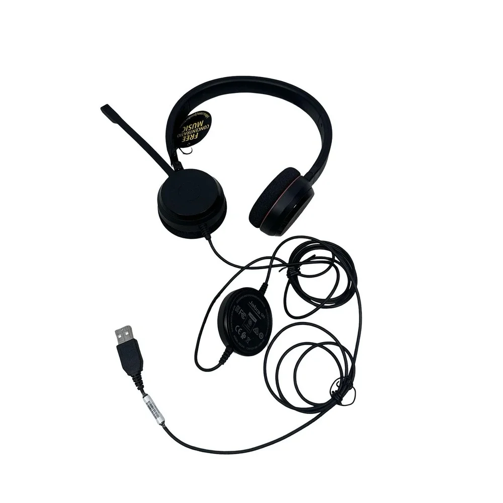 Jabra Evolve 20 Wired On-Ear Headset Black‎ USB-A Skype for Business HSC016